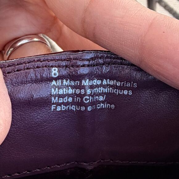 Express Oxblood Burgundy Patent Chelsea Ankle Boots Square Toe Block Heel 8 - Picture 5 of 9